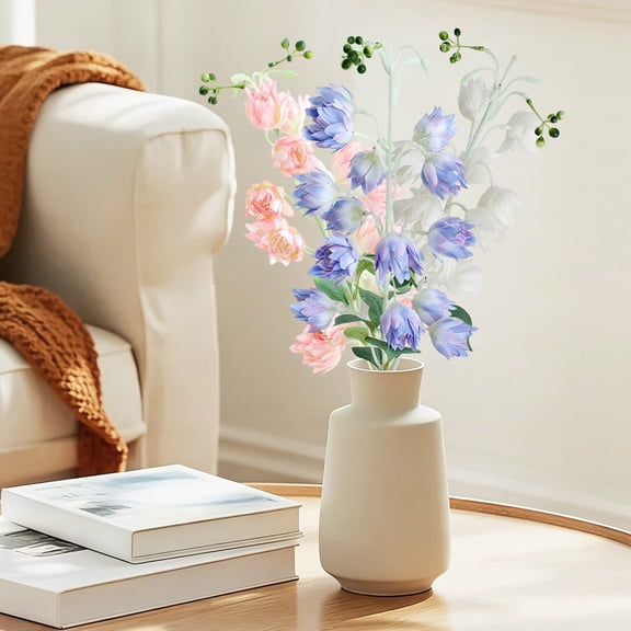Artificial Long Campanula Stem White 83cm for Home Dining Table Centerpiece Wedding Decoration
