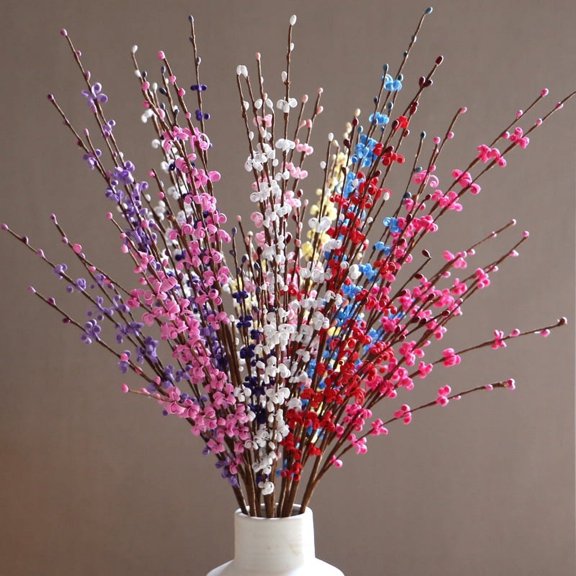 Artificial Long Jasmine 29.5in White 10Pcs Artificial Flowers Fake Plant Christmas DIY Faux Flower of Wedding Yard Decor Chinese New Year Restaurant Hotel Closet Living Room Office Party Decoration