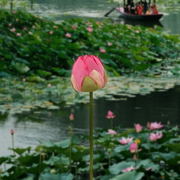 Artificial Lotus Flower Arrangement | Water Lily Decor for Home & Office | Pink White Green Silk Flowers | Buddha Table Centerpiece