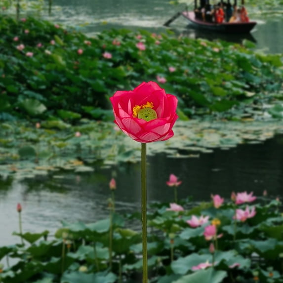 Artificial Lotus Flower Decor,Realistic Fake Water Lily for Home Decor,Buddha Hall,Fish Tank,Dining Table,TV Cabinet,Wedding Centerpiece,9.84 Inch Silk Hydrangea Floral Arrangement