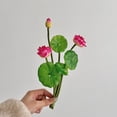 thumbnail image 1 of Artificial Lotus Flower Fake Water Lily Bouquet Home Decor Realistic Centerpiece for Table Buddha Altar Fish Tank Vase Lifelike Silk Arrangement(Watermelon Red), 1 of 6