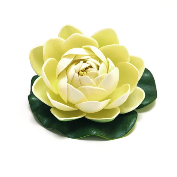Realistic Artificial Lotus with Green Pad, Floating Foam Lily for Koi Pond, Durable EVA Water Plant for Pool, Spring Outdoor Garden Ornament