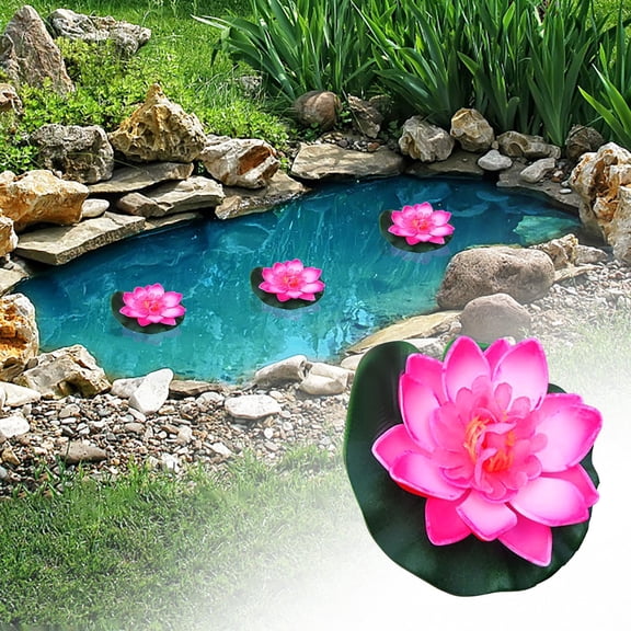 Artificial Lotus Flowers for Ponds - Floating Water Lily Decor (Pink2) - 10cm Fake Rose Plants for Aquariums, Bathtubs, Gardens, Weddings, and Home Decoration