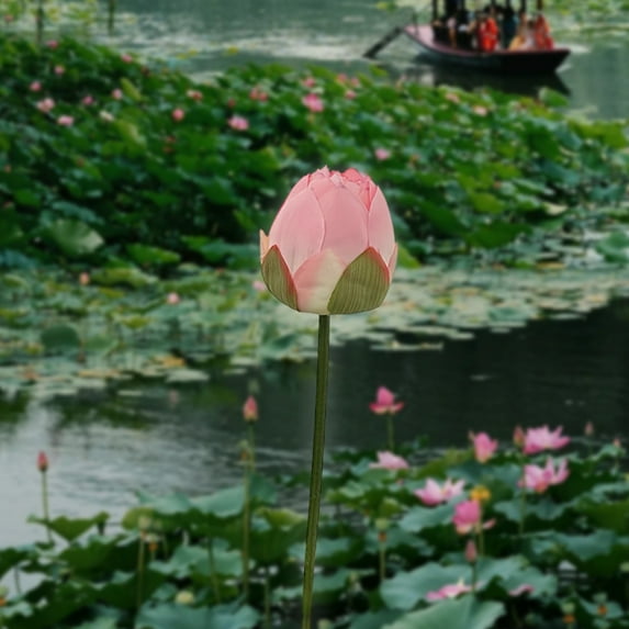 Artificial Lotus Flowers, Silk Floral Arrangement, Home Decor for Table Centerpiece, Fish Tank, Buddha Hall, 1-Piece