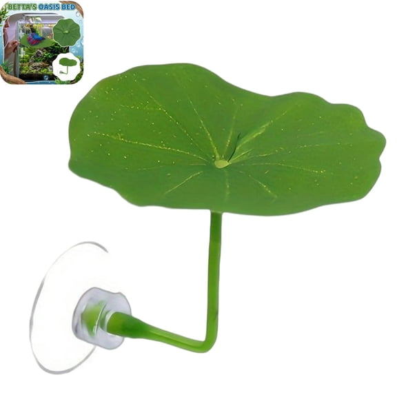 Artificial Lotus Leaf Betta Fish Rest Bed, Aquarium Simulation Plant Betta Hammock, Fish Tank Decor Ornament with Suction Cup for Betta Sleeping Resting Green