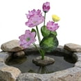 thumbnail image 1 of Artificial Lotus Silk Flower Bouquet 9 Heads Faux Water Lily Floral Arrangement Zen Style Vase Home Decor Chinese Style Wedding Centerpiece Living Room Office Table Decoration Gift, 1 of 7