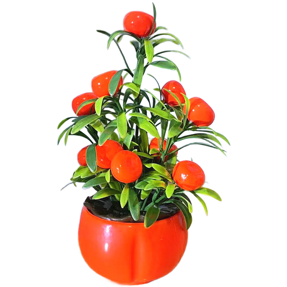 Artificial Lucky Fruit Tree Decoration Small Potted Plant for Home and Desktop
