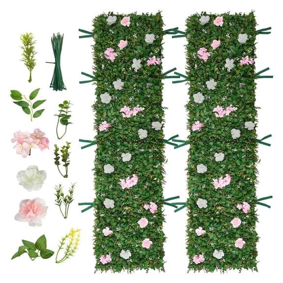 Artificial Luxury Flower Wall Backdrop, 2 PCS 2x8 ft 3D Silk Floral Panel, Pet Friendly Greenery Screen for Wedding Event Party Home Decor