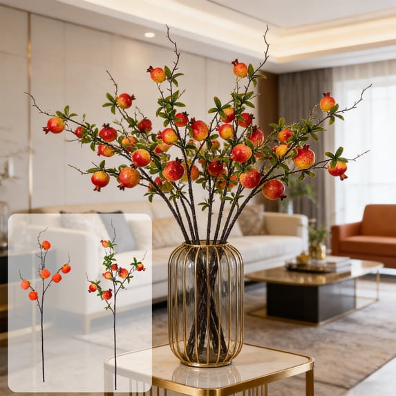 Artificial Lychee Fruit Branches, Garden Style Decorative for Living Room, Window Display, Wedding Floral Arrangement, Shooting Props, Realistic Faux Fruit Branch Decor, 38in, A