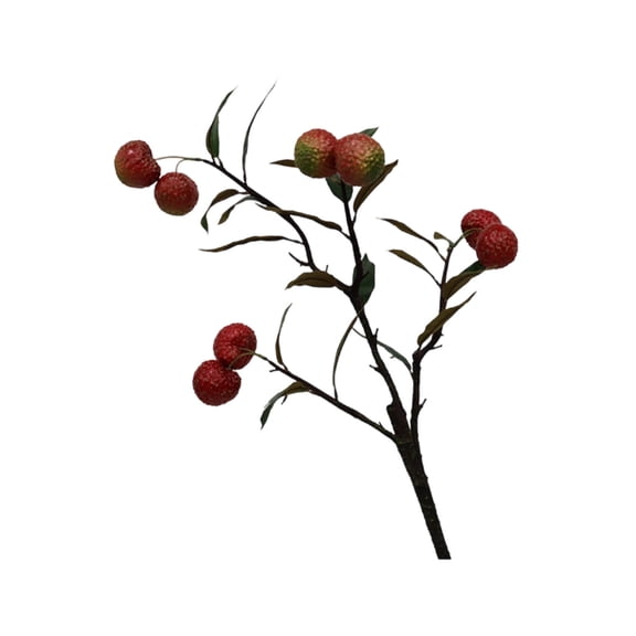 Artificial Lychee Fruit Branches for Home Decor, Wedding Photography Props, and Window Display in Red