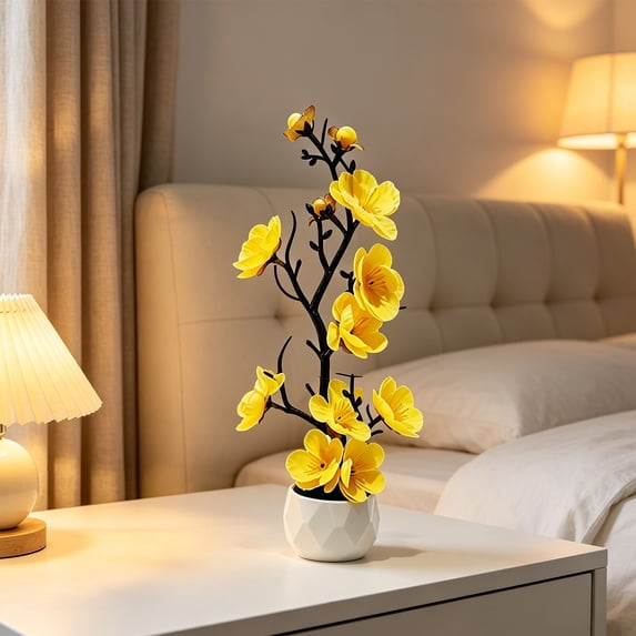 Artificial Magnolia Flower Arrangement, Faux Silk Flowers Realistic Branches, Potted Ceramic Floral Decor, Fall Autumn Seasonal Accent, Holiday Home Decoration