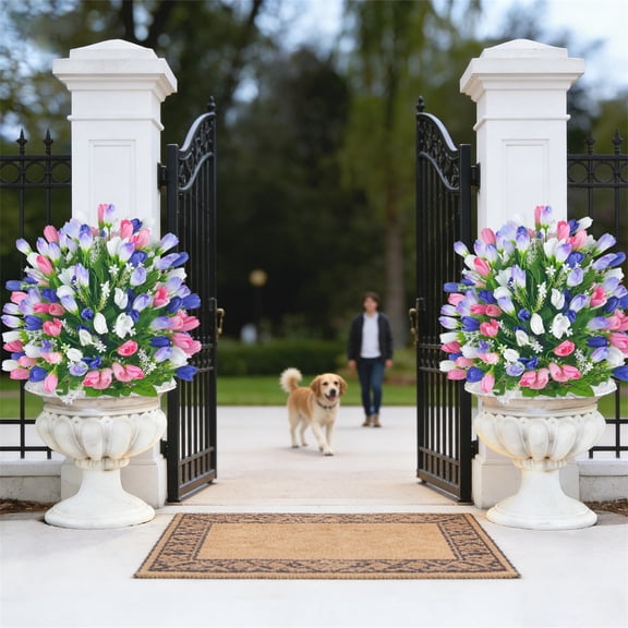 Artificial Magnolia Flower Arrangement, Lifelike Blooms, Spring Summer Decor, Wedding Garden Ornament, Faux Greenery for Home Garden Patio and Event Decoration, Multicolor B