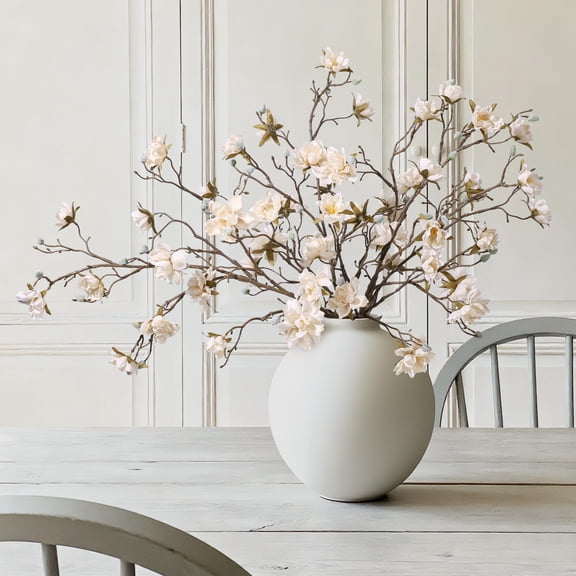 Artificial Magnolia Flower Stems Champagne 3-pack 34.5 Inch Indoor Table Centerpiece Decor
