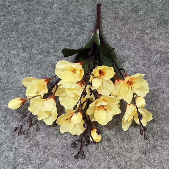 Artificial Magnolia Flowers Bouquet, with 17'' Long Stem, Realistic Silk Flower Bouquet for Home Table Centerpiece, Wedding Decor, Rose Gold