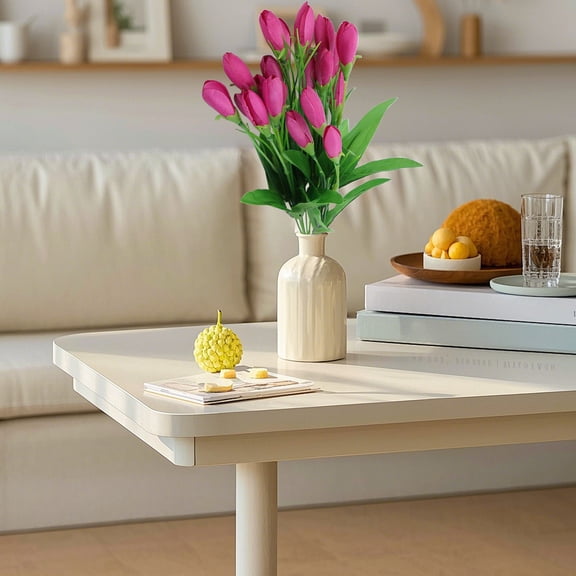 Artificial Magnolias with 7 Headed for Outdoor Porch Garden Wine Yellow