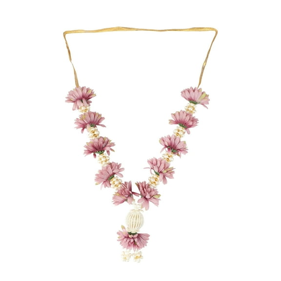 Artificial Mala Rose Flower Ribbon Garland Haar Idol-Mala with Bead for God Statue Accessories Pooja Sringar Article Ornament Indian Traditional Festival New year Gifts Decorations(Size:-10")(Purple)