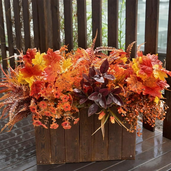 Artificial Maple Leaf Branch Decor | 12-Piece Fall Floral Arrangement | Plastic Persian Maple Stems for Halloween & Thanksgiving Centerpieces | 14-Inch Multicolor Autumn Decorations