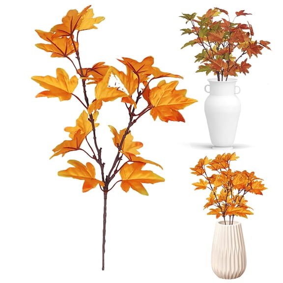 Artificial Maple Leaf Branch Yellow - Fall Leaves for Thanksgiving Home Decoration