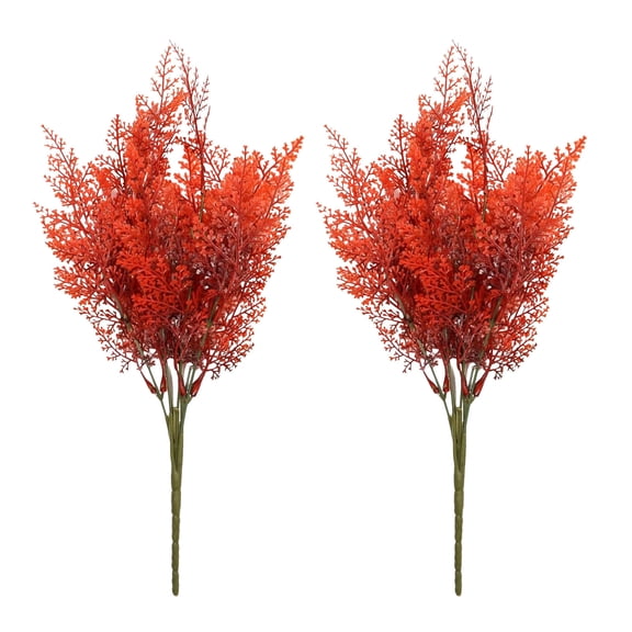 Artificial Maple Leaf Branches Orange Fall Decor for Thanksgiving 2pcs 36cm Plastic