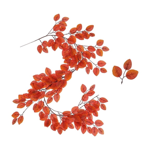 Artificial Maple Leaf Garland 67 Inch Faux Fall Foliage Vine For Rustic Home Wall Door Hanging Decor Red