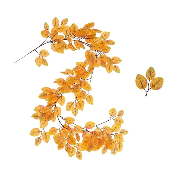 Artificial Maple Leaf Garland 67 Inch Faux Fall Foliage Vine For Rustic Home Wall Door Hanging Decor Yellow