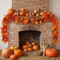 thumbnail image 1 of Artificial Maple Leaf Garland 68.9 Inch Fall Wreath for Thanksgiving Halloween Christmas Decorations | Bendable Plastic Vine for Courtyard Living Room Fireplace Door, 1 of 6