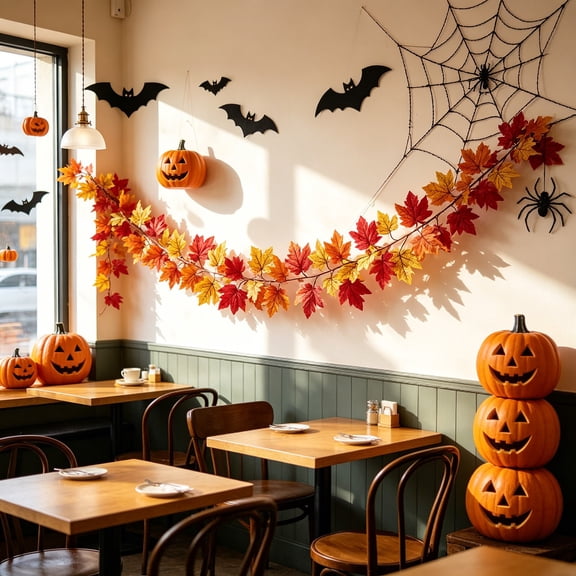 Artificial Maple Leaf Garland, Fall Autumn Foliage Vine, Flexible Hanging Garland for Thanksgiving, Fireplace, Front Door, Wall, Staircase, Porch and Indoor Outdoor Decoration 78.7 Inch #22