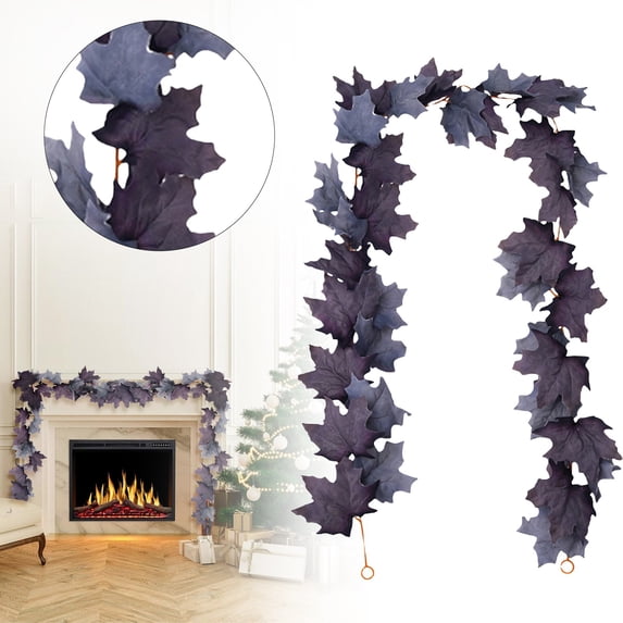 Artificial Maple Leaf Garland, Fall Foliage Vine, Autumn Maple Leaf Hanging Vine, Harvest Leaf Garland, Thanksgiving Wall Hanging Decor, Halloween Leaf Vine Garland for Indoor Home Decorations