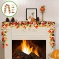 thumbnail image 1 of Artificial Maple Leaf Garland | Halloween Multicolor Rattan Hanging Vine with Mini Pumpkins | Faux Plastic Foliage Fall Decoration for Home Fireplace Party | 1pc 175cm (68.9in), 1 of 6