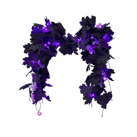 Artificial Maple Leaf Garland Lighted Fake Fall Leaves Faux Plant 5.8 Feet Long 2 Pack with 4 Hooks Ideal for Indoor Outdoor Home Wedding Garden Hotel Decoration