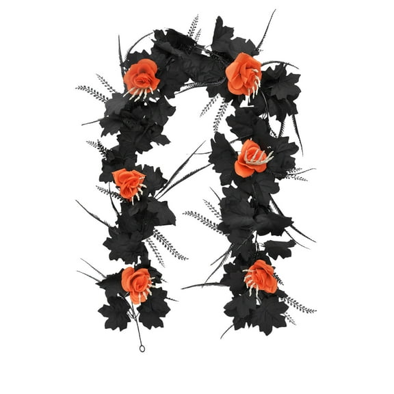 Artificial Maple Leaf Garland Rustic Botanical Rattan Vine For Indoor Outdoor Home Decor Orange