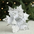 thumbnail image 1 of Artificial Maple Leaf Glitter Flower Christmas Decoration - Plastic Floral Arrangement with Detailed Texture for Home Office Decor, Table Centerpiece, Christmas Garland Rattan Ornament,Holiday Display, 1 of 7