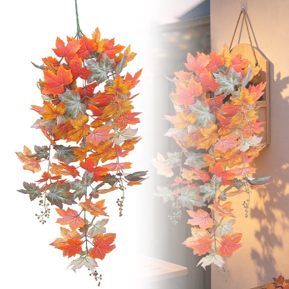 Artificial Maple Leaf Hanging Plant 27.56 x 11.81 Inch Cascading Vine Faux Foliage Wall Balcony Wedding Party Seasonal Home Decor