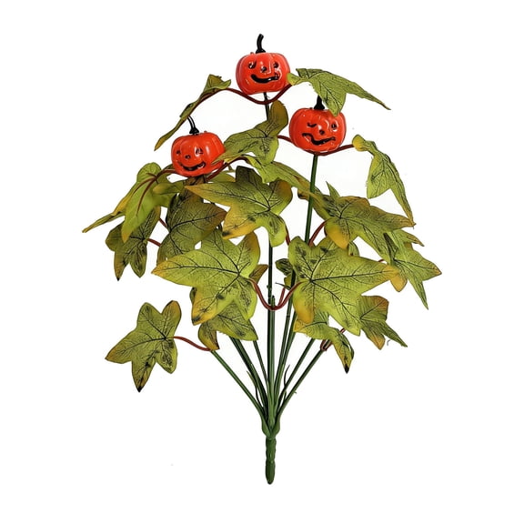 Artificial Maple Leaf Pumpkin Pick Stems, Fall Halloween Lantern Branch Foliage Bouquet for Vase Table Centerpiece Mantel, Thanksgiving Home Decor, Fake Flower Stems