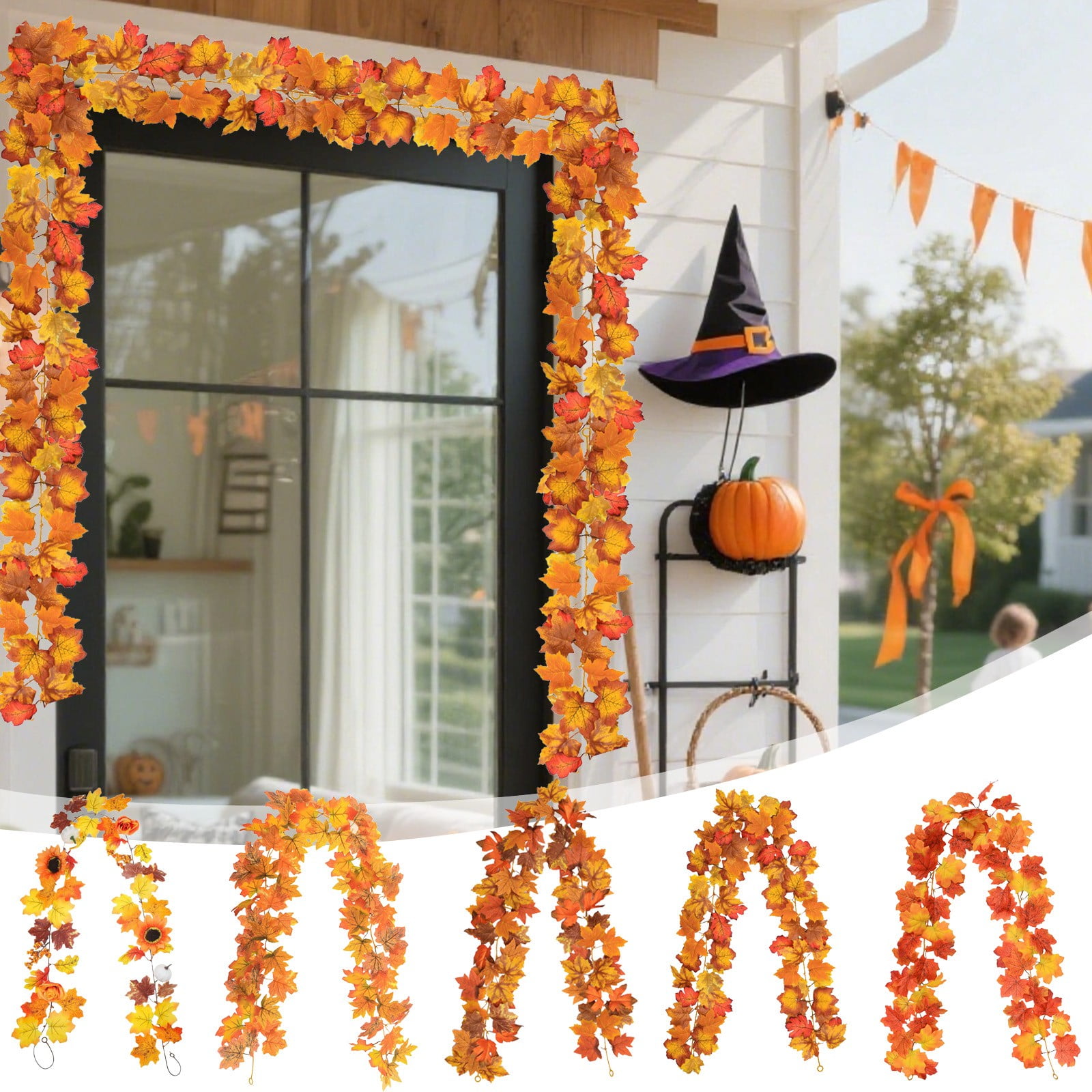 Artificial Maple Leaf Rattan Garland | Fall Foliage Decor | 175cm ...