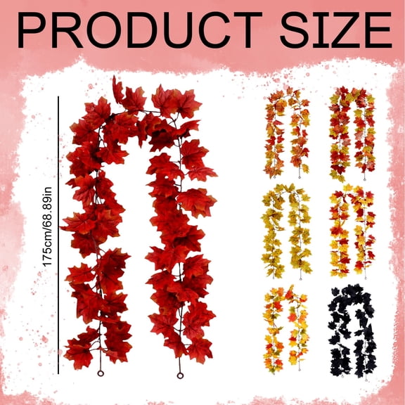 Artificial Maple Leaf Rattan Wall Hanging - Autumn Fall Decor for Home, Front Door, Porch, Rustic Seasonal Thanksgiving Harvest Decoration with Warm Colors（2Pcs） Harlik