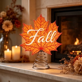 Artificial Maple Leaf Tree Top Decor 13.78x9.84in Spring Base Figurine for Thanksgiving Harvest Desktop Display Indoor Outdoor Party Scene