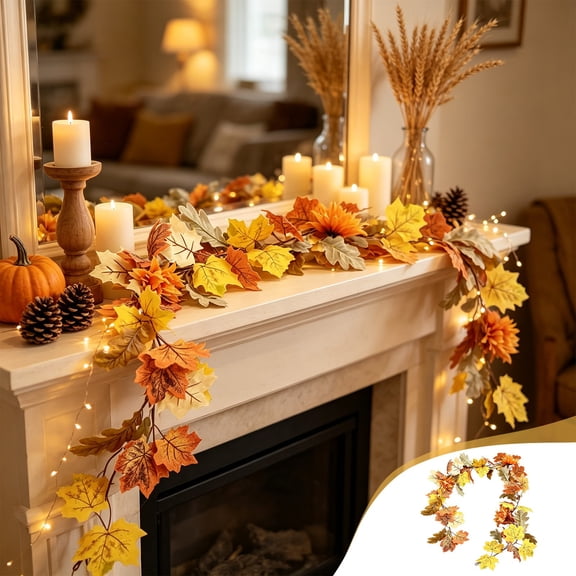 Artificial Maple Leaf Vine, 200cm Autumn Hanging Rattan Garland, Simulation Fake Foliage Wall Decor, Harvest Festival Table Centerpiece Piece, Fall Thanksgiving Party Decoration
