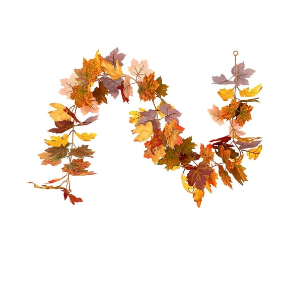 Artificial Maple Leaf Vine Garland Fall Autumn Thanksgiving Halloween Decor Faux Leaves Strand for Home Living Room Party Festival Scene Decoration