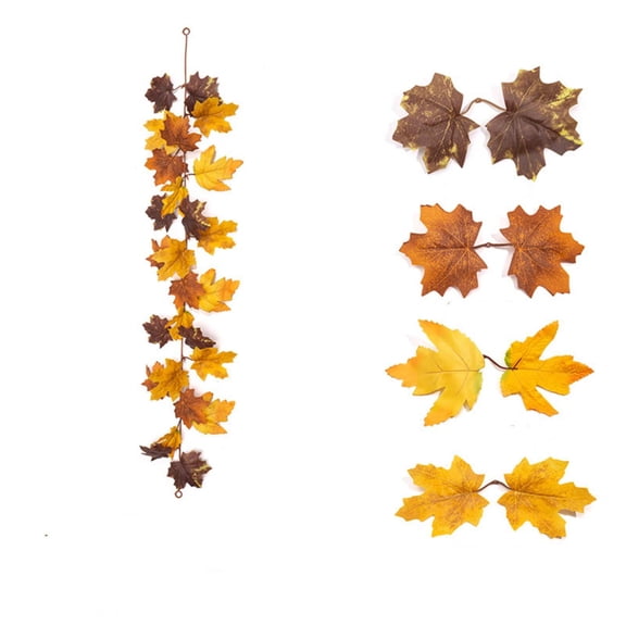 Artificial Maple Leaf Wreath for Thanksgiving and Fall Home Decor, Flexible Simulation Rattan for Halloween and Holiday Decoration, Reusable and Durable