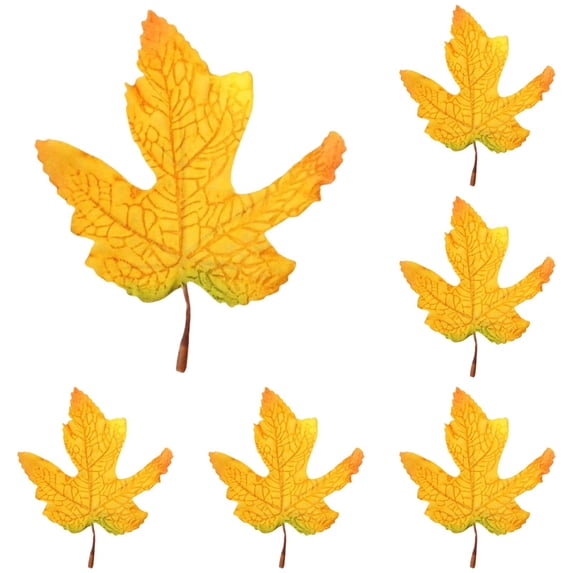 Fall Texture Yellow Artificial Maple Leaves, 5PC Small-Leaf Yellow Fall Foliage with 3D ...