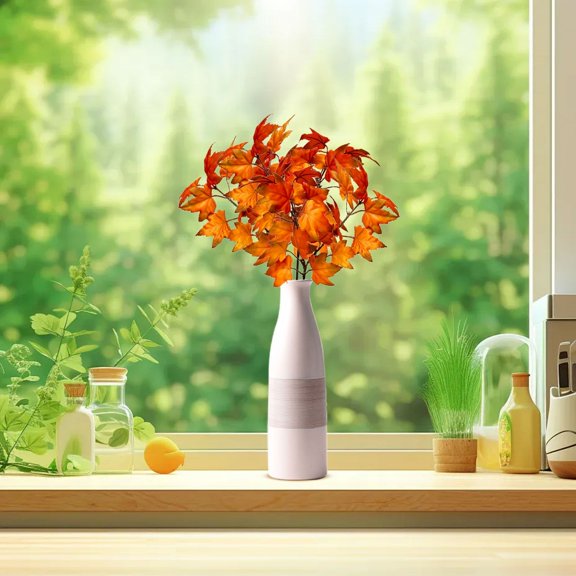 Artificial Maple Leaves Artificial Flowers Plants Maple Leaves Artificial Leaves Decor for Home Artificial Flowers Greenery Decorations for Wedding Party Home Garden Fir Mothers Day Decorations
