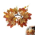 thumbnail image 1 of Artificial Maple Leaves and Berries Candle Rings Fall Candle Holders Small Candle Wreath Rings 9.84 Inch Wide for Farmhouse Fall Thanksgiving Halloween Wedding Centerpiece Table Door Decor Autumn, 1 of 9