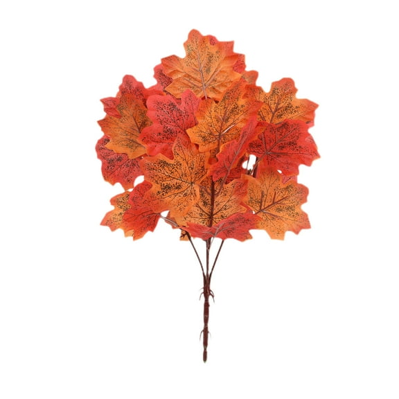 Artificial Maple Leaves Branches, Fall Faux Leaf Decoration Stem Plastic Fall Leaves Fake Fall Maple Shrubs for Home Indoor Outdoor Thanksgiving Table Festival Decoration
