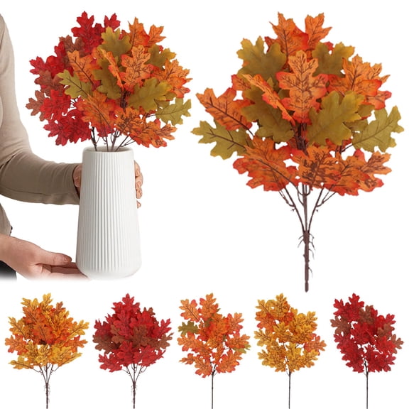 Artificial Maple Leaves Branches Maple Leaf Bouquet Artificial Fall Branches Fall Artificial Flowers Orange Maple Leaves Fall Leaves Decor Fall Artificial Maple Leaf Stems