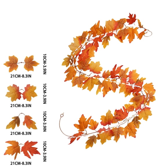 Artificial Maple Leaves Garland Fall Decorations For Home Thanksgiving Halloween Party Fireplace Decor