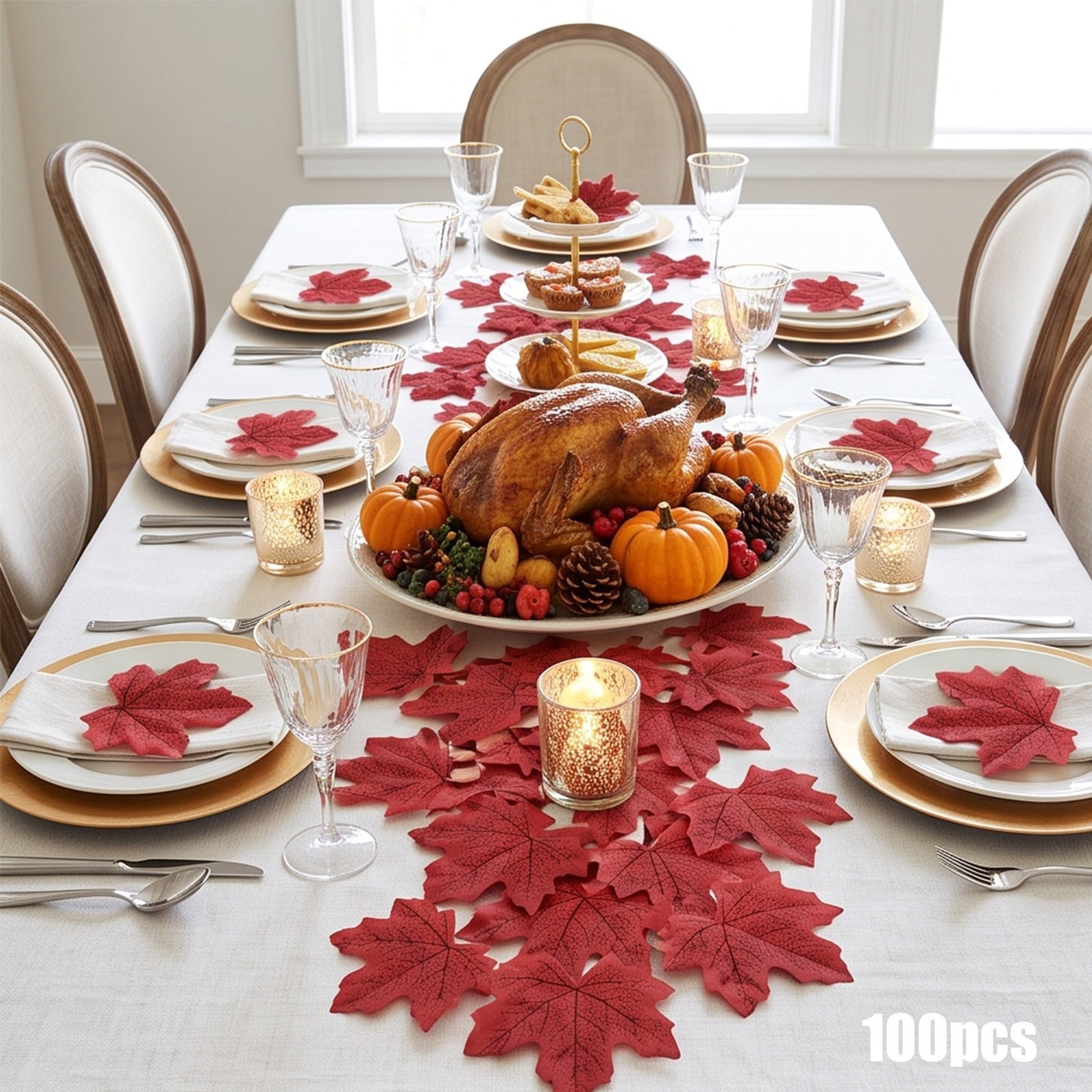 Artificial Maple Leaves, Realistic Vein Texture, Flexible DIY Decor ...