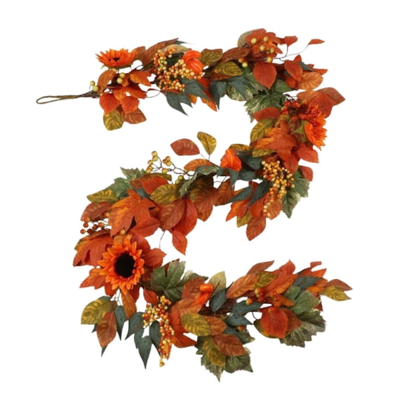 Artificial Maple Pumpkin Wreath - Thanksgiving Door Hanging Decor Fall Foliage Swag Berry Accent Window Garland Seasonal Porch Sign(A)