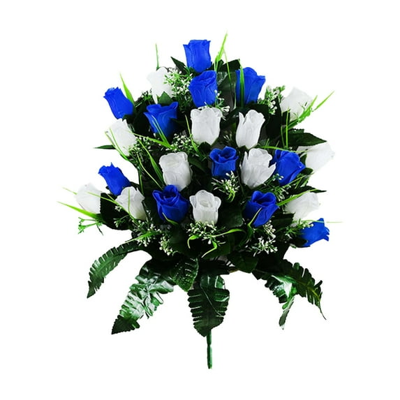 Artificial Memorial Flowers for Cemetery, Ongmies Silk Rose Bouquet Grave Decor, Artificial Rose Bouquets for Cemetery & Memorial Decoration – Heartfelt Parting Flowers for Loved Ones