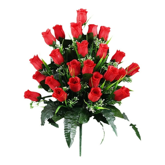 Artificial Memorial Flowers for Cemetery, Ongmies Silk Rose Bouquet Grave Decor, Artificial Rose Bouquets for Cemetery & Memorial Decoration – Heartfelt Parting Flowers for Loved Ones